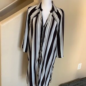 Olive + oak striped button tunic top